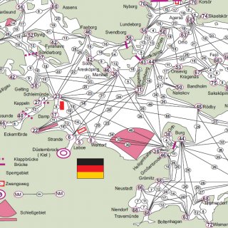 Ausschnitt westliche Ostsee mit Distanzen 