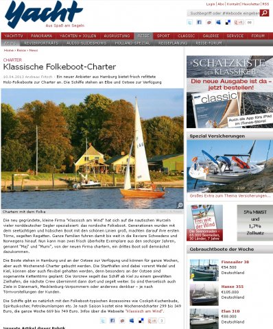 Yacht online über klassisch am wind, April 2013