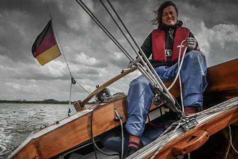 Folkeboot Maj mit Skipperin